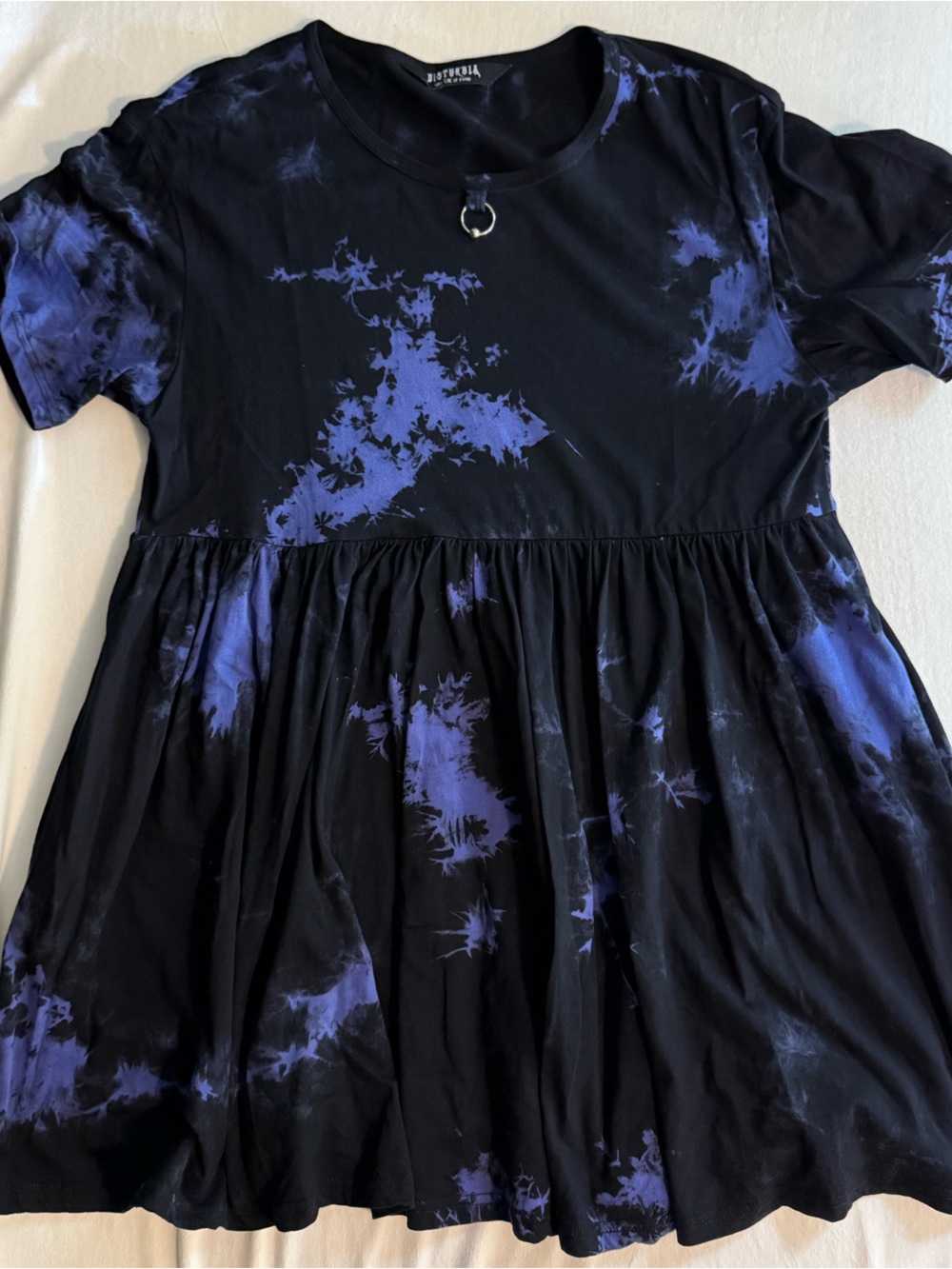 Disturbia Black and Purple Tye Dye Pierced Mini Dress